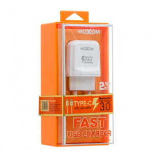 Сетевое зарядное устройство Moxom KH-31Y, QC 3.0, ( в комплекте - кабель Lightning )