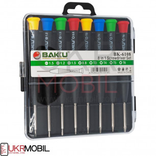 Набор отверток Baku BK-6108, Т3, Т4, Т5, T6, +1.5, +1.2, *0.8, -1.5